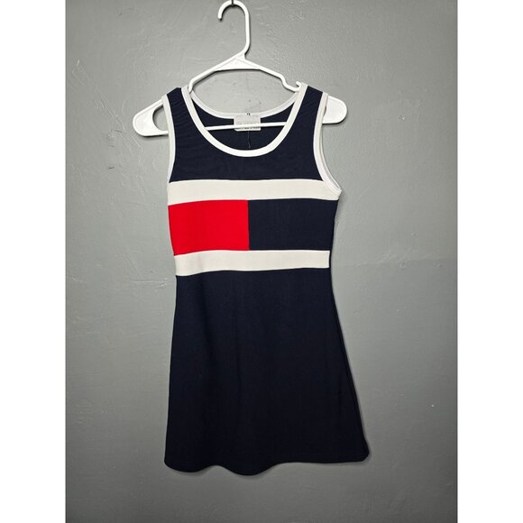 Vintage 90s American Red White Blue Mini Dress Sporty Athletic - Picture 10 of 10